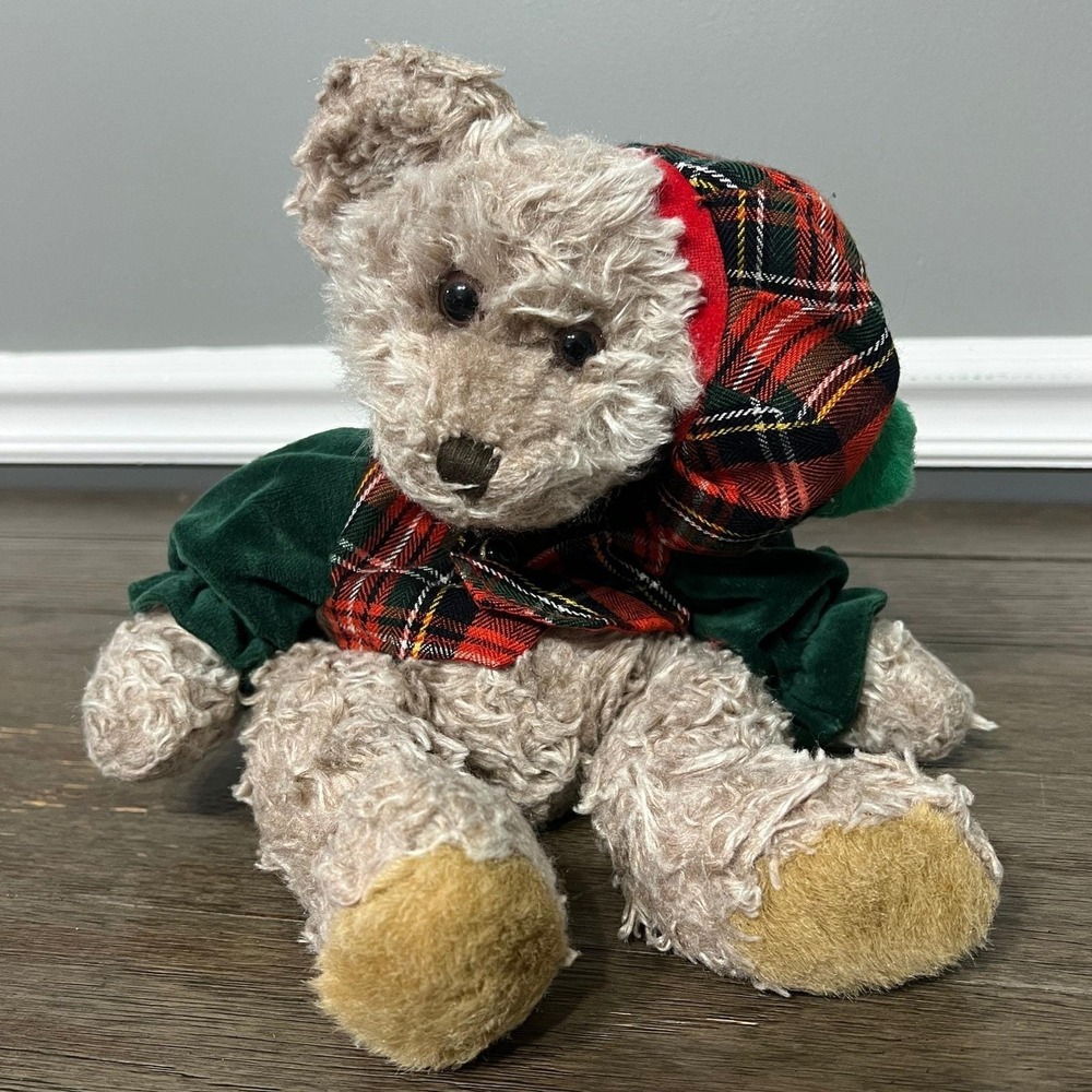 RARE‎ Vintage Aurora Soft And Cuddly Plush Bear Shaggy Stuffed Toy 13.5" Vest